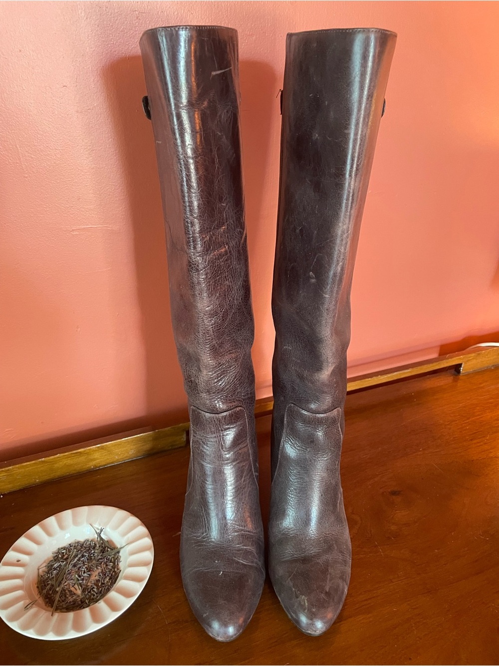 Isola Tall Leather Knee-High Boots in Dark Brown